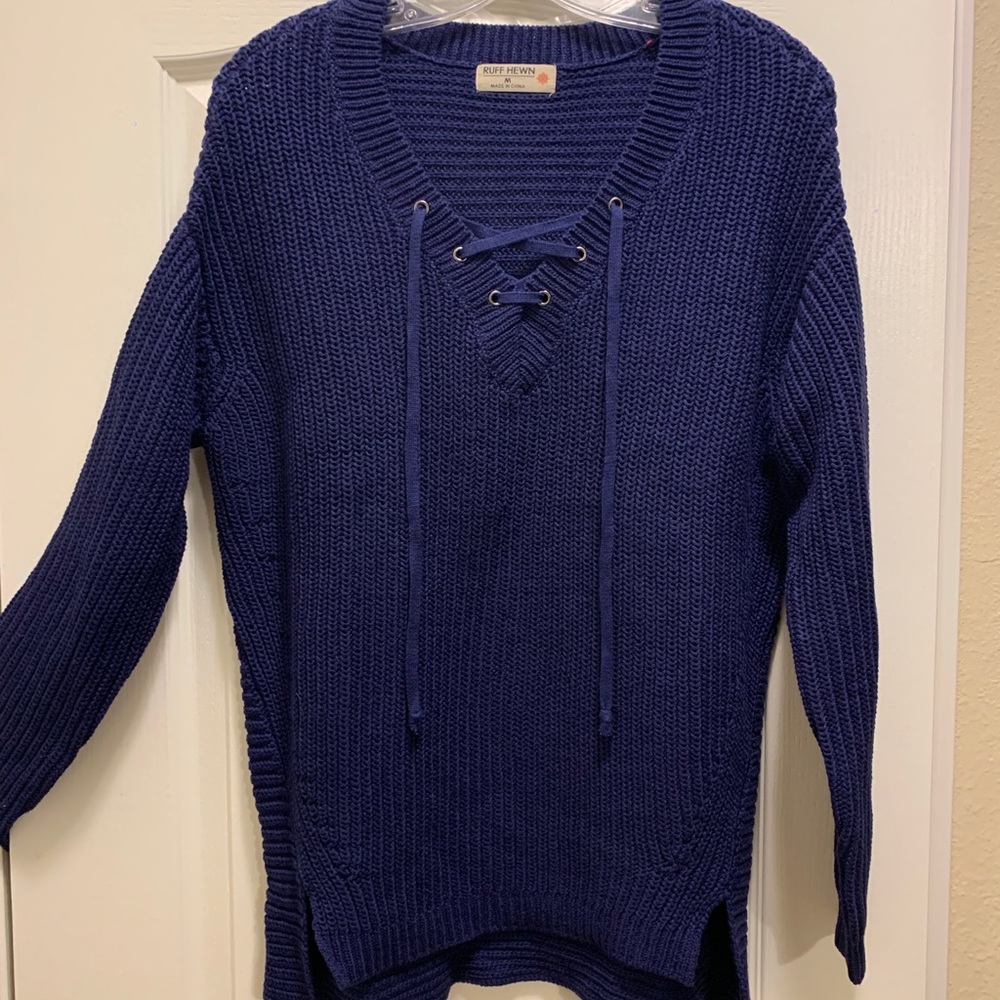 Slouchy blue knit sweater